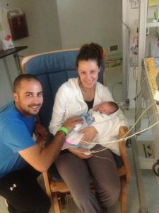 Candice and Chris with baby Alice shortly after their arrival at Cincinnati Children's. 