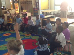 Circled up for their lesson. 